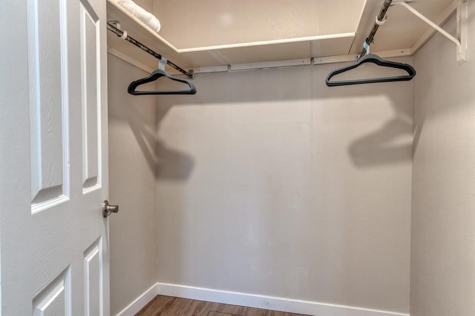 Stay organized with ease using the large closet space.