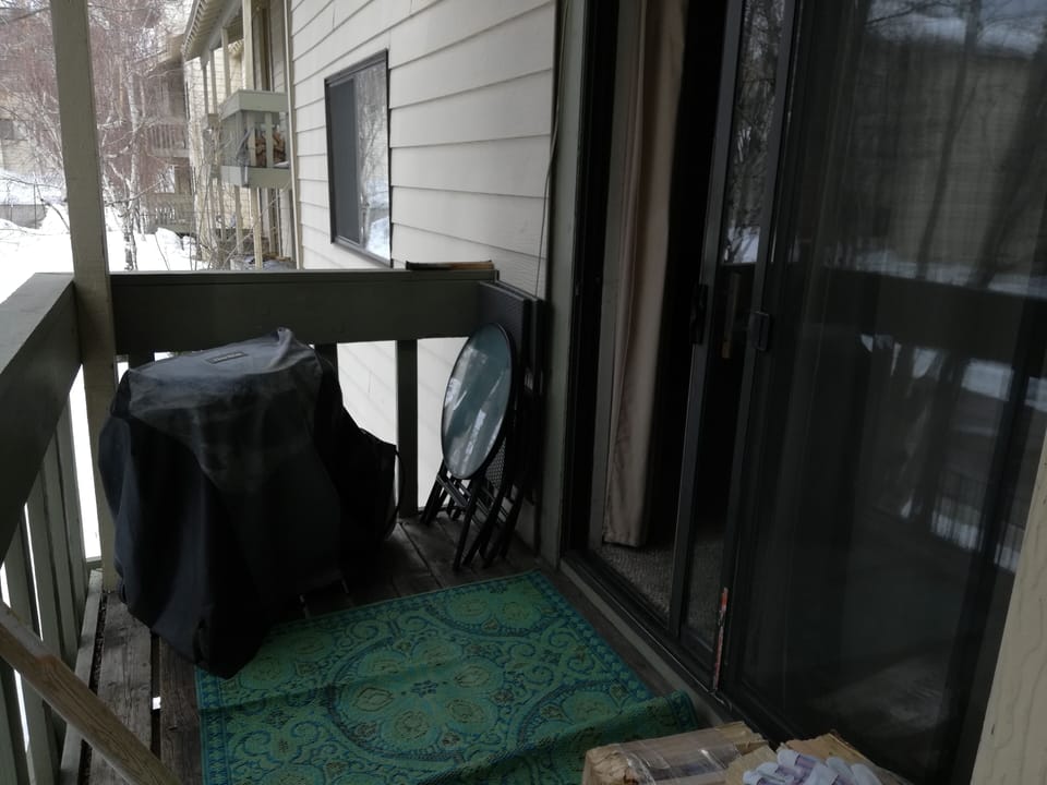 Gas grill on balcony