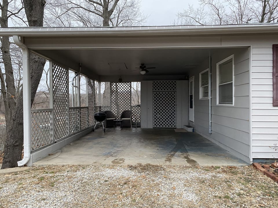 Covered outdoor area for smoking. No smoking inside house.