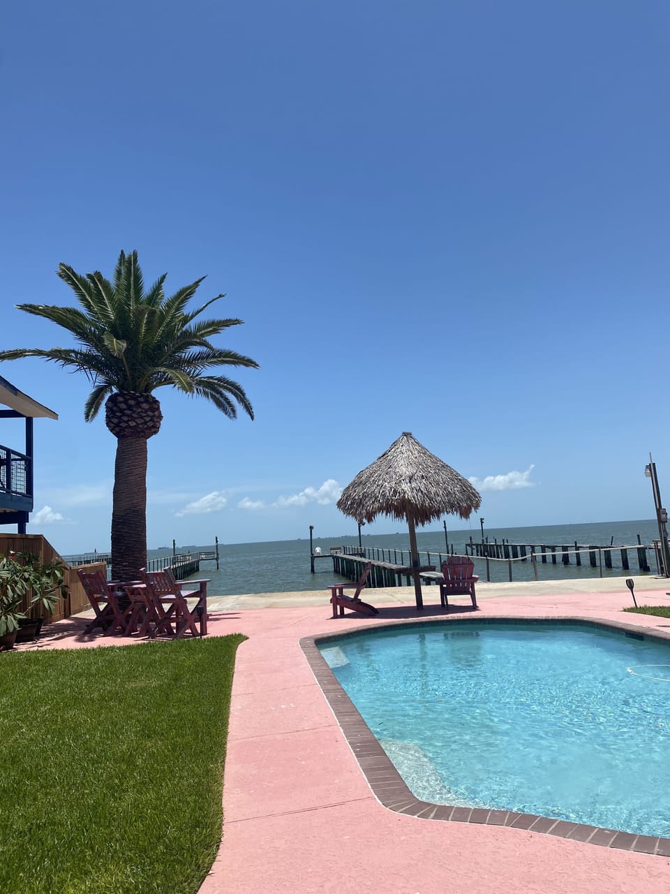 Beautiful day on the bay poolside 