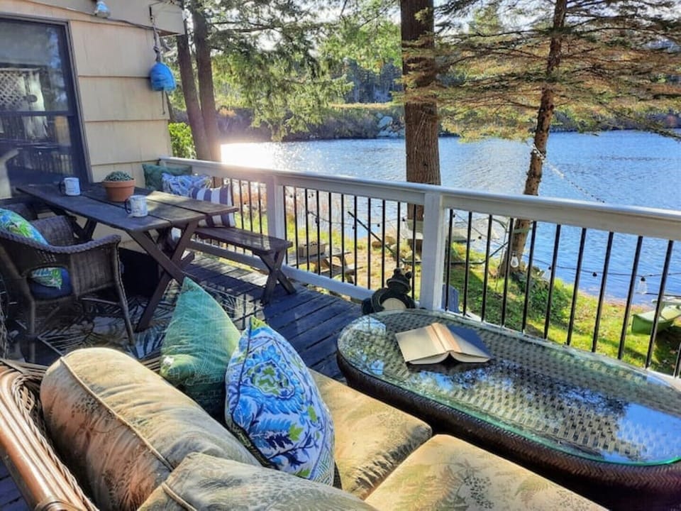 Morning coffee overlooking the lake