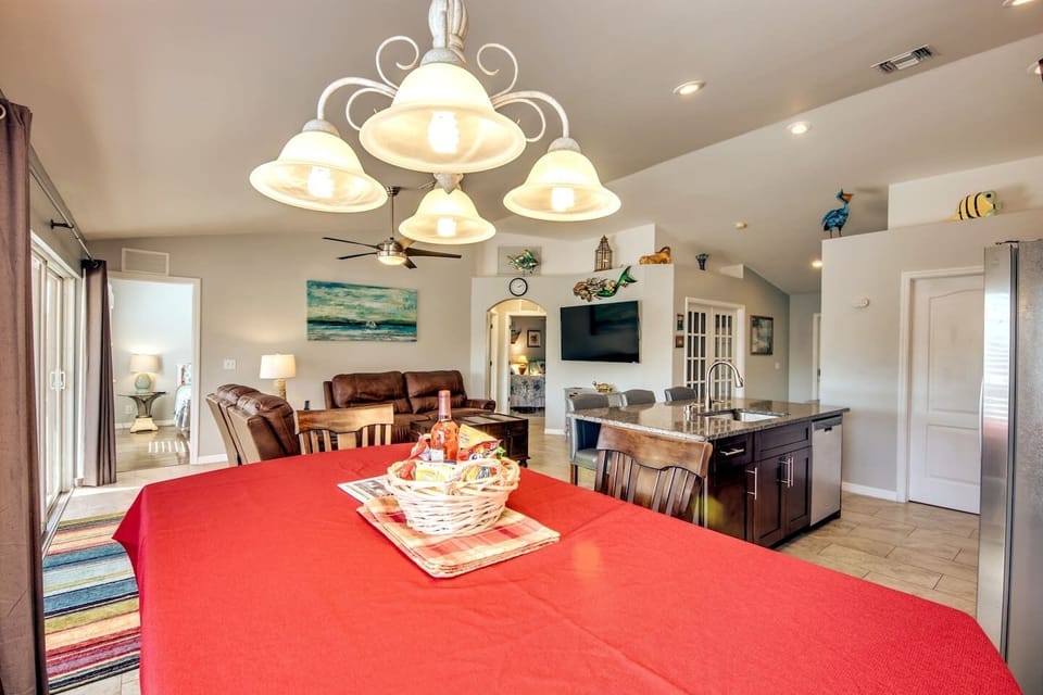 Dining and kitchen areas.