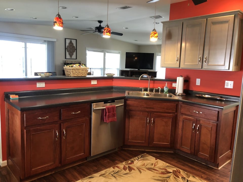Stainless steel sink & dishwasher. 