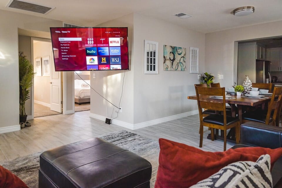 65 inch TV is mounted. with wide range of motion