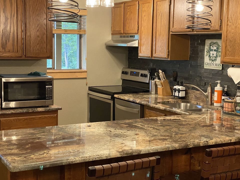 Granite countertop seats 3.
