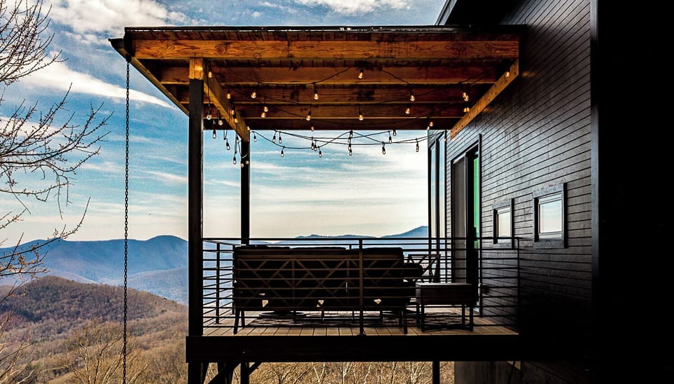 Covered Side Porch at Dusk