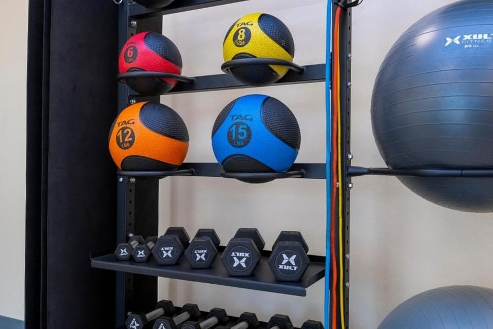 Energize your day with medicine balls and training gear.