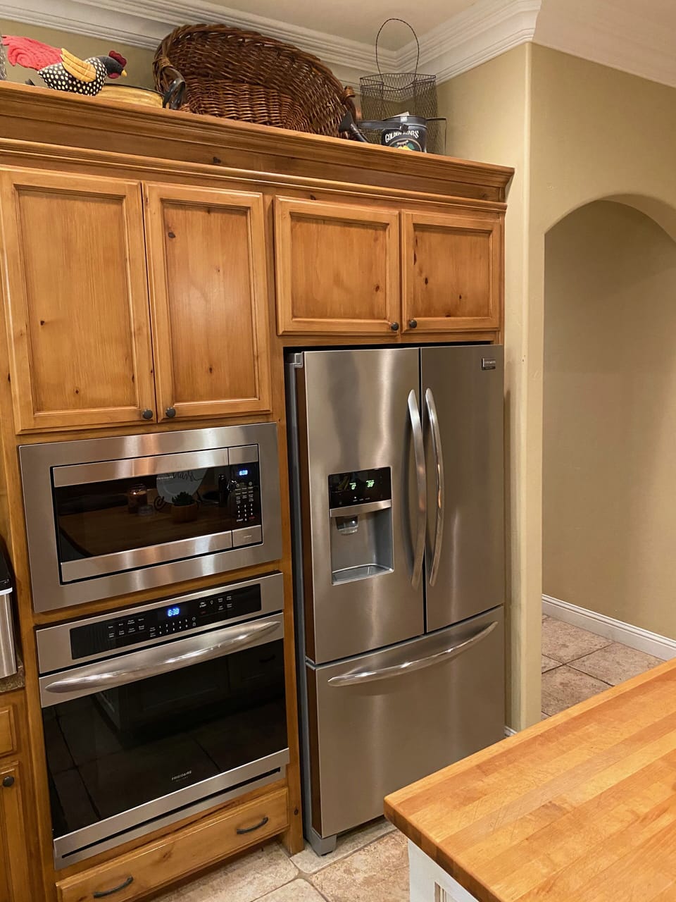 Equipped with Frigidaire stainless appliances.
