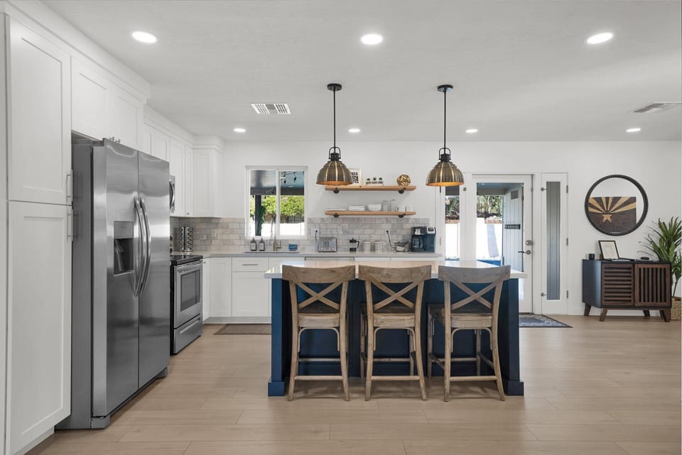 Fully Stocked Kitchen with matching stainless steel appliances