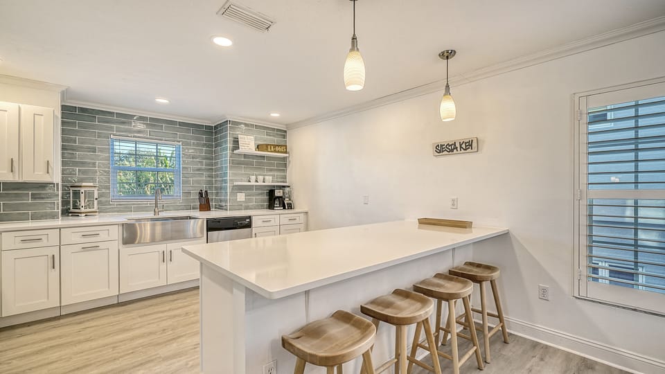 Breakfast bar for casual meals and easy conversation.