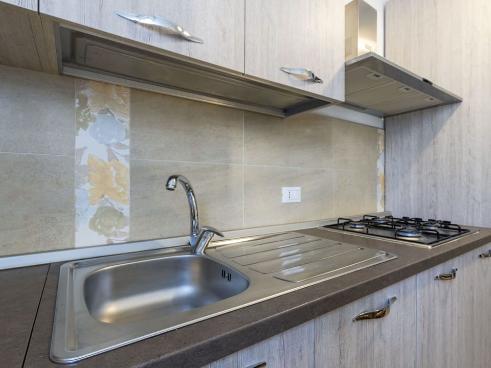 Tap, Kitchen Sink, Plumbing Fixture, Countertop, Property, Sink, Cabinetry, Kitchen, Kitchen Stove, Wood
