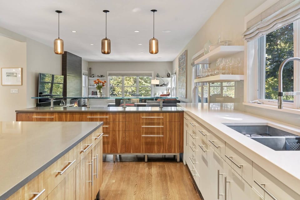 Open Floor concept from kitchen to family room