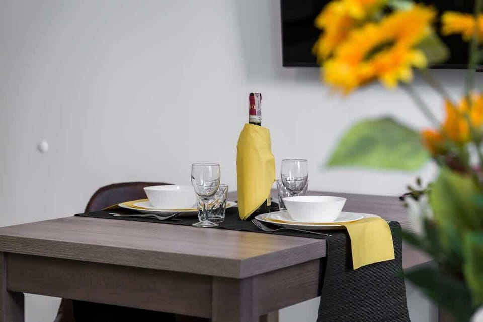 Dining table in the living room. 