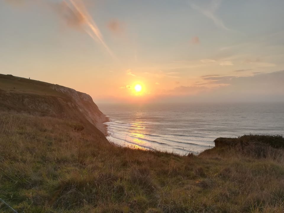 Sunrise over Sandown Bay at Culver cliffs.