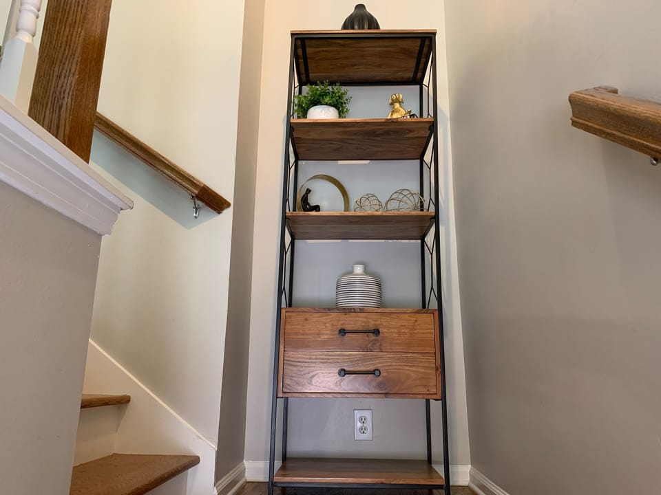Stair landing between first and second floor.
