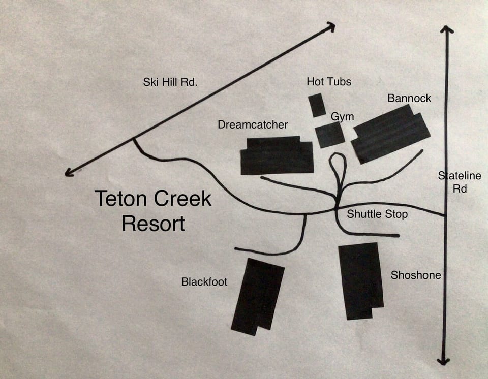 Overview Map of Teton Creek Resort. 