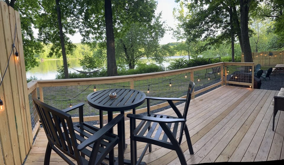 This backyard invites you for a morning coffee with the sunrise and fireside nights with the setting sun!