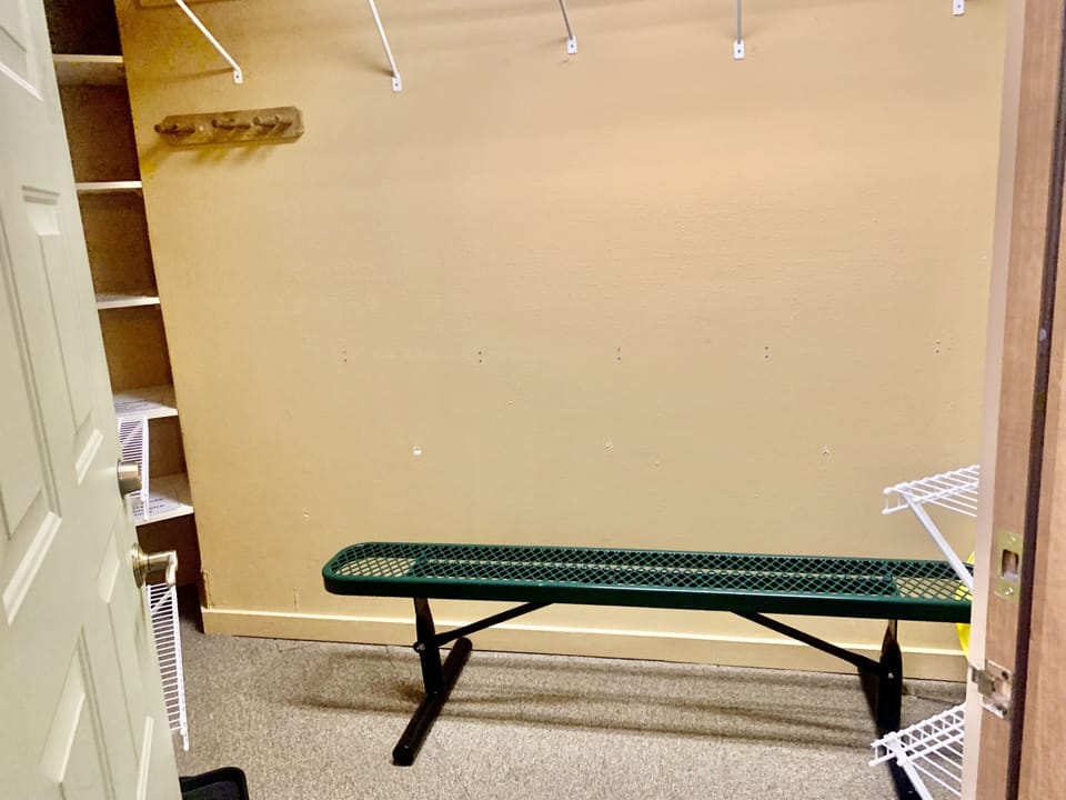 Private, locked ski closet.  