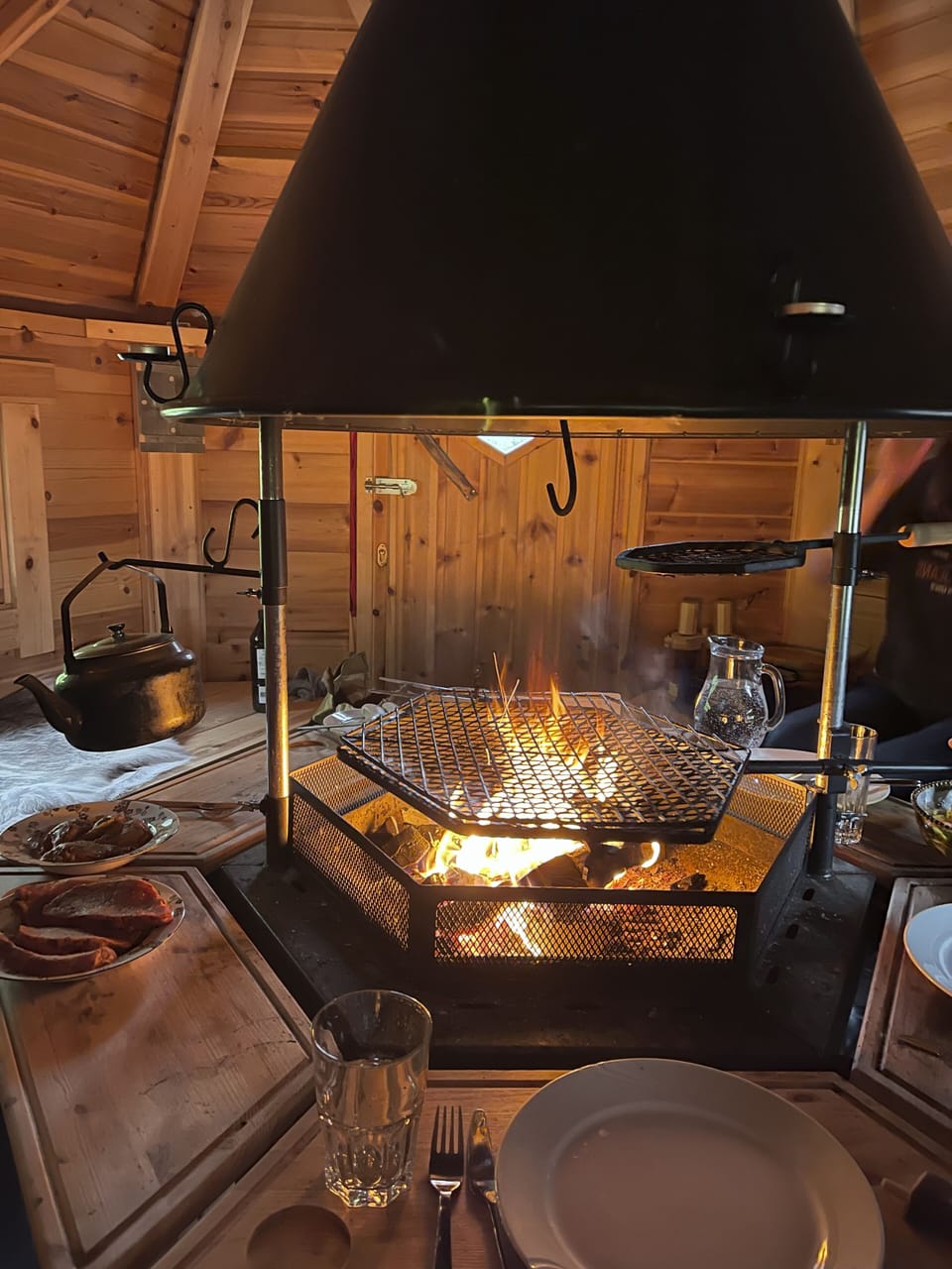 The BBQ hut on our patio is perfect for rainy evenings. Free to use, BYO wood