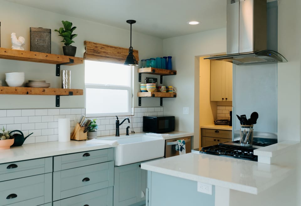 Clean, bright open kitchen
