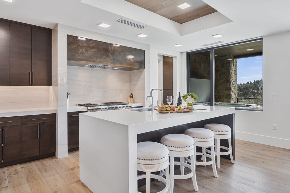 Indoors, Kitchen Island, Kitchen, Furniture, Cooktop
