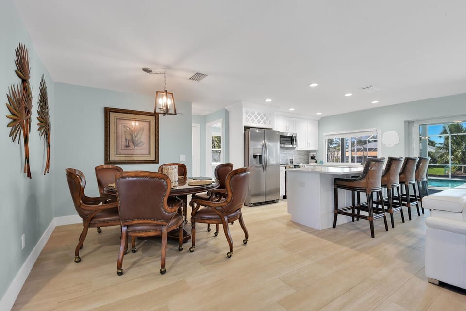 Dining room and kitchen.