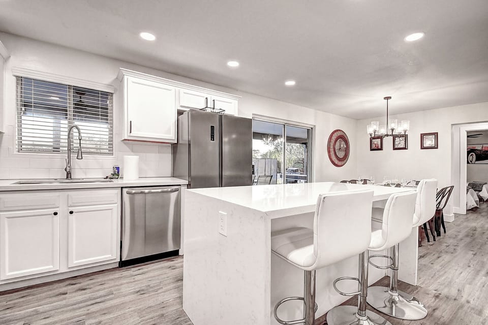 Modern chef's kitchen with large entertaining island.