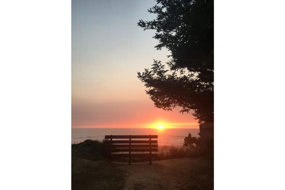 Bench located two minutes from house to watch sunset or King waves