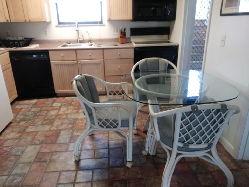 Kitchen with seating (4th chair not shown.)