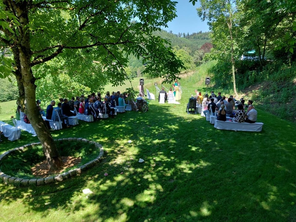 Outdoor banquet area