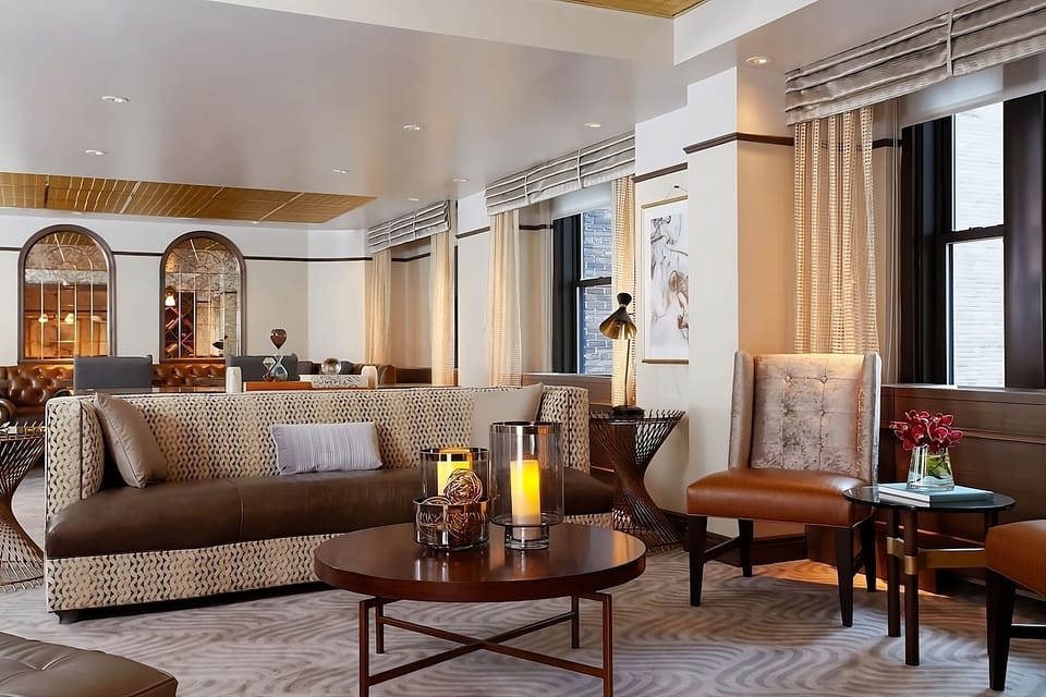 Stretch out on plush seating as daylight fills the room.