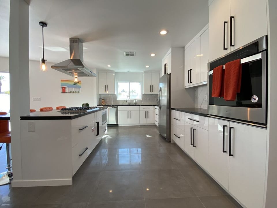 The spacious indoor kitchen awaits your culinary expertise - if you desire.