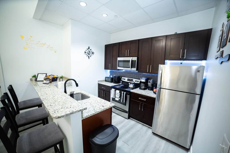 Exquisite fully equipped Lighted and glow in the dark kitchen. Eat and relax.
