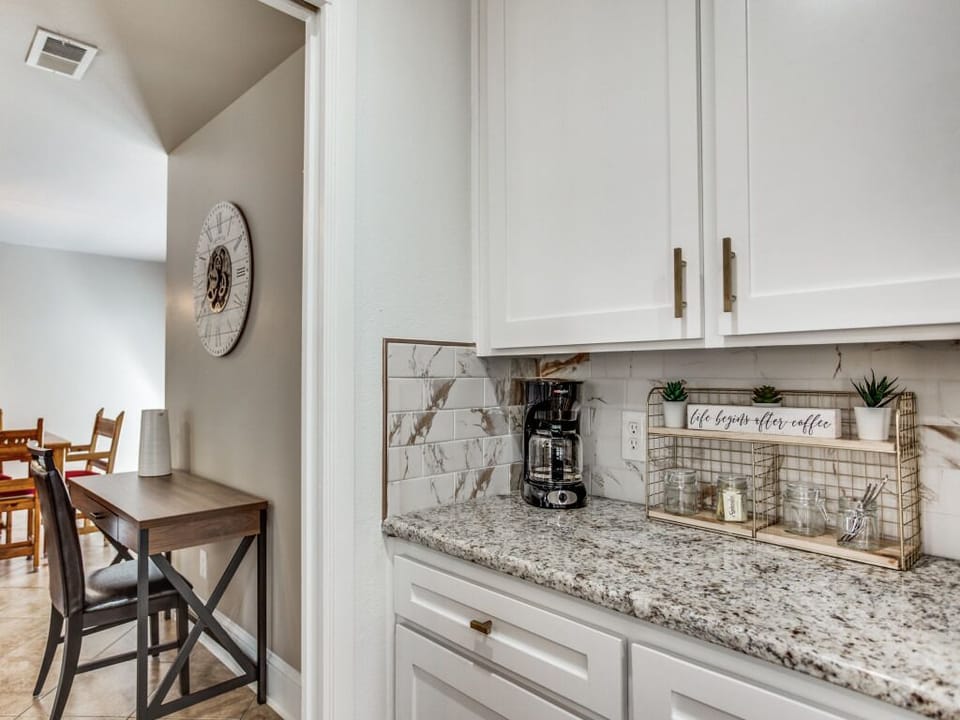 Start your day with your personal coffee bar in this newly remodeled kitchen.