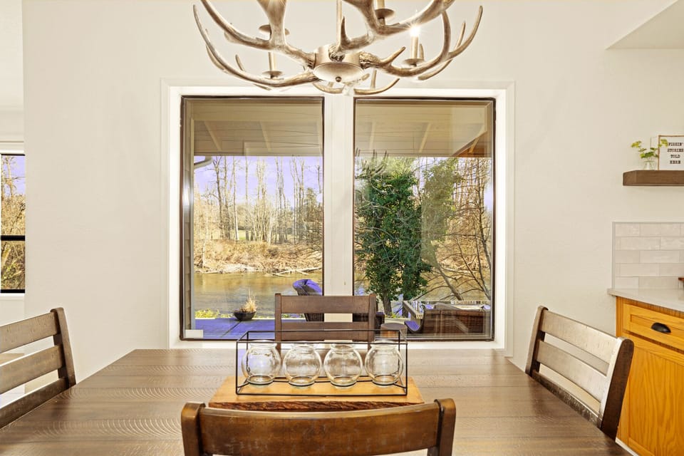 Dining area seats 6 (two other chairs in office). @Puyallup River, WA
