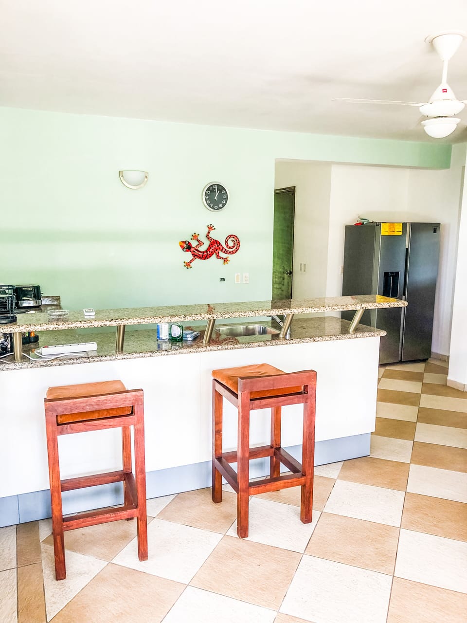 Kitchen with American fridge