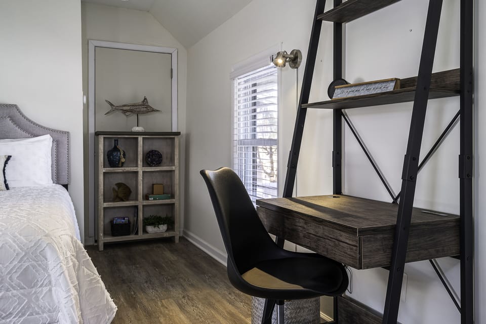 Dedicated work space complete with USB ports and wireless charging platform!