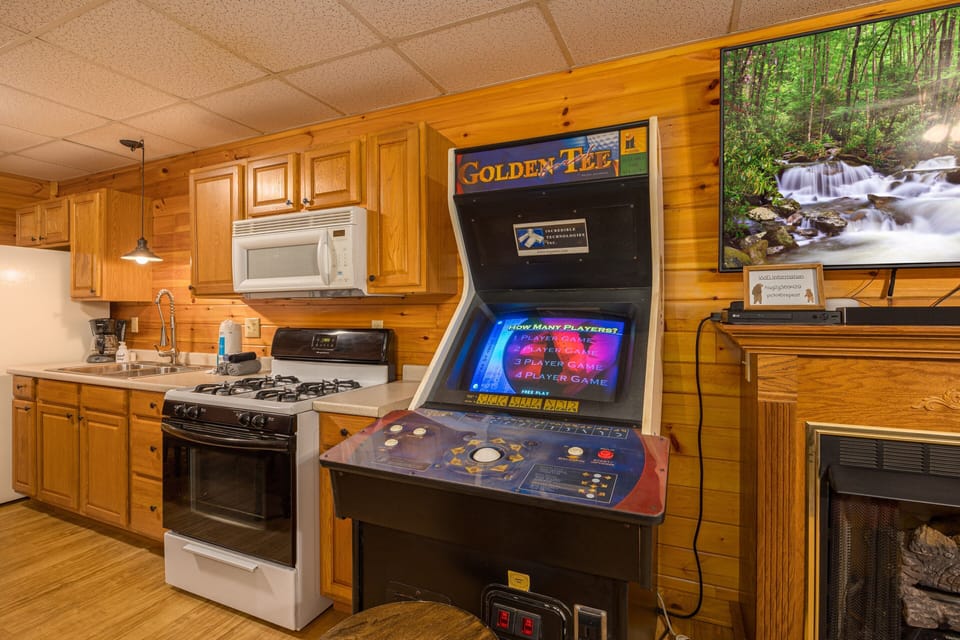 Arcade game in the lower level