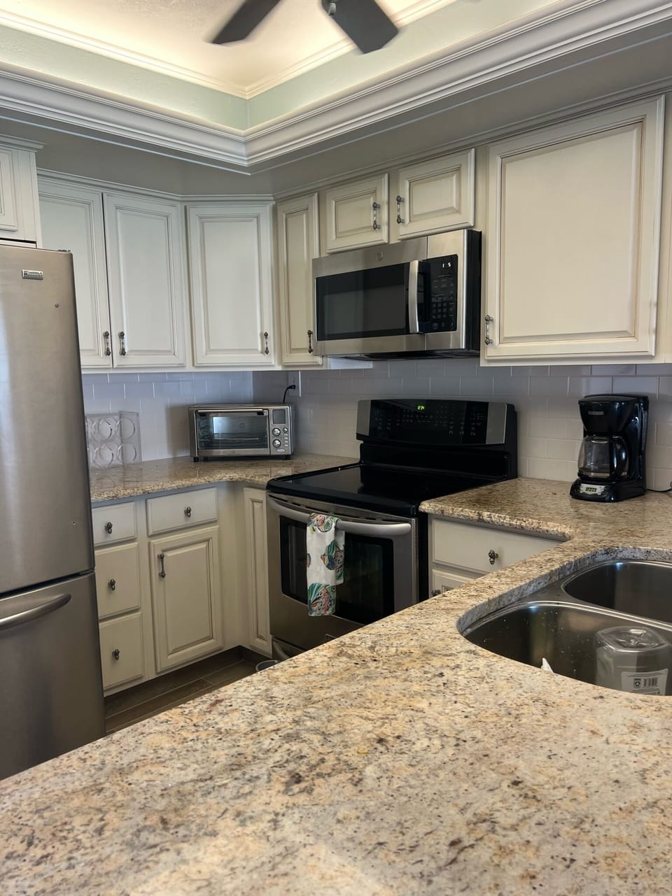 Beautiful granite counters and stainless steel appliances 
