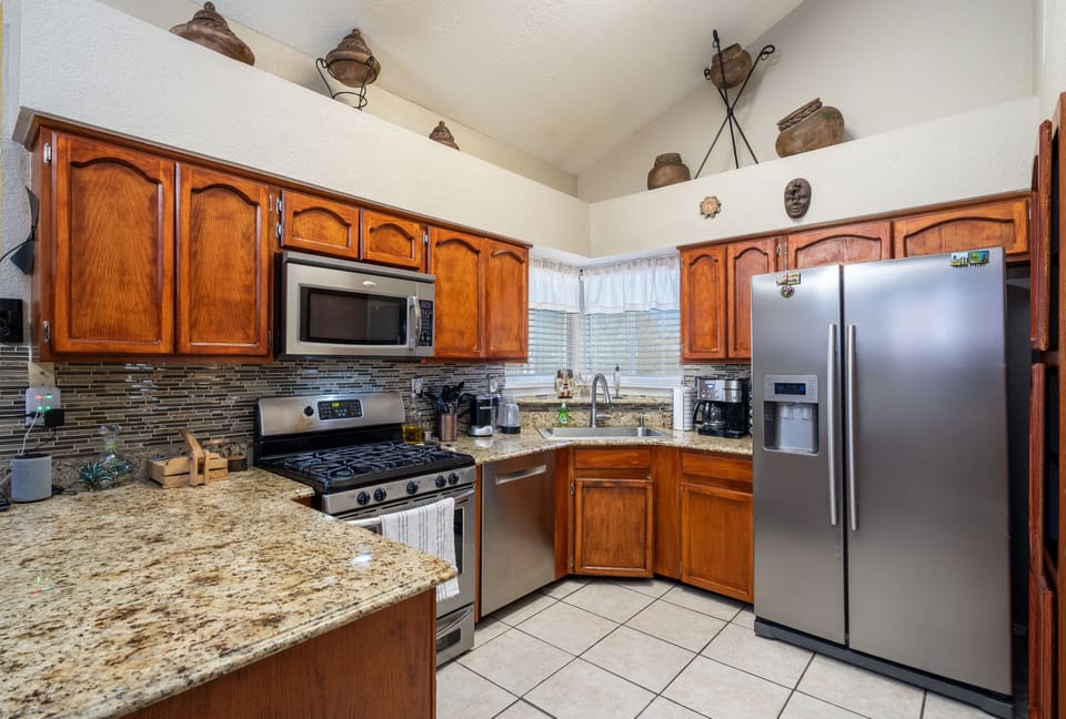 Kitchen with stainless steel appliances
