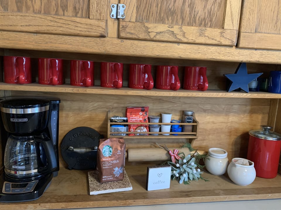 Keurig Machine as well as a standard coffee maker.  We provide the coffee & tea.
