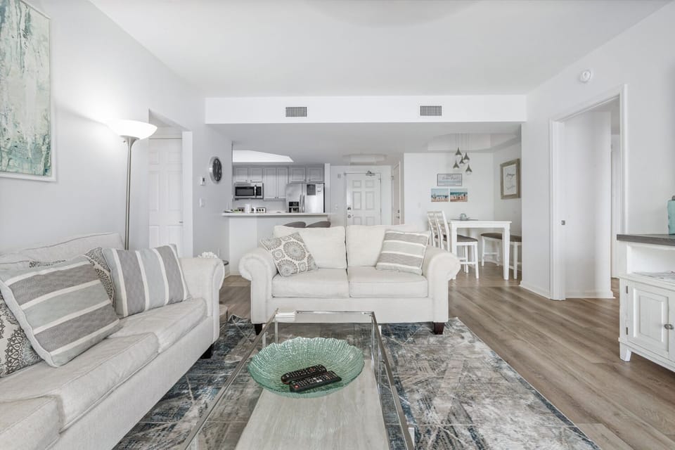 Comfortable living room to relax in after a day at the beach.