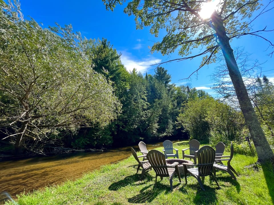 Enjoy a nice fire while taking in the sounds of the Betsie River!