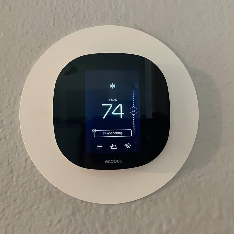Ecobee smart thermostat and Nest protect smoke / carbon monoxide detector. Fire extinguisher located under the kitchen sink and at the apartment walkways on each floor. 
