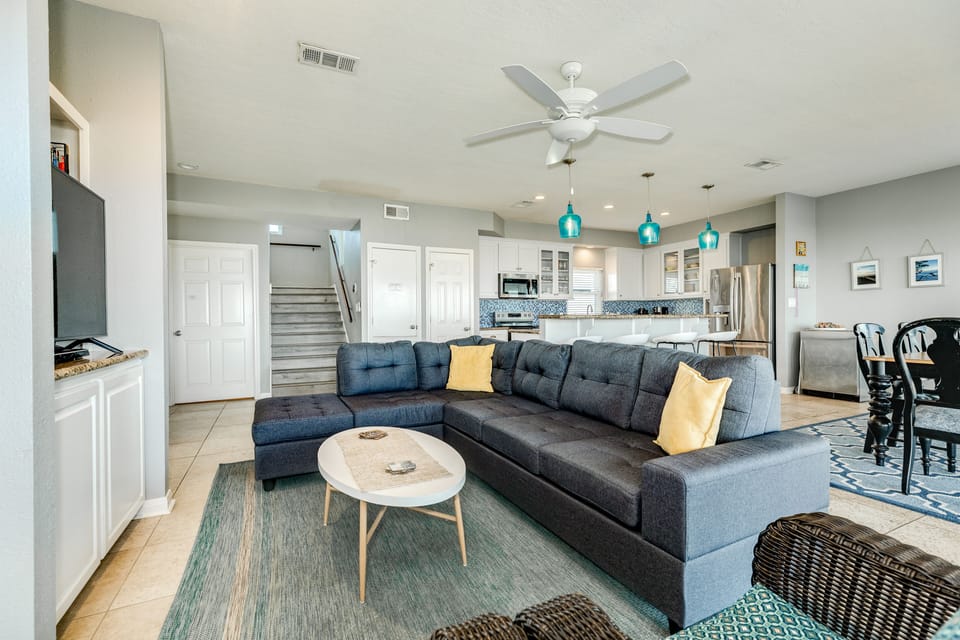 Spread out on the large sectional