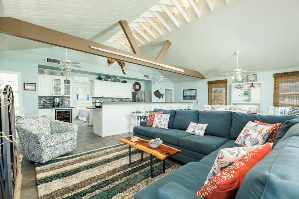 Relax on the large comfortable sectional sofa