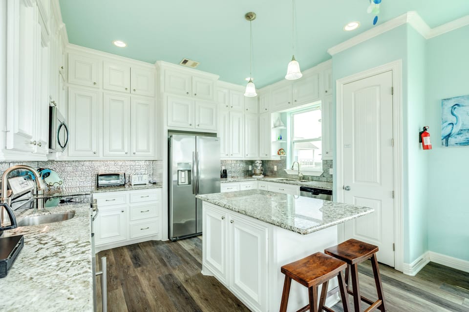 Abundant counter and cabinet space in the kitchen