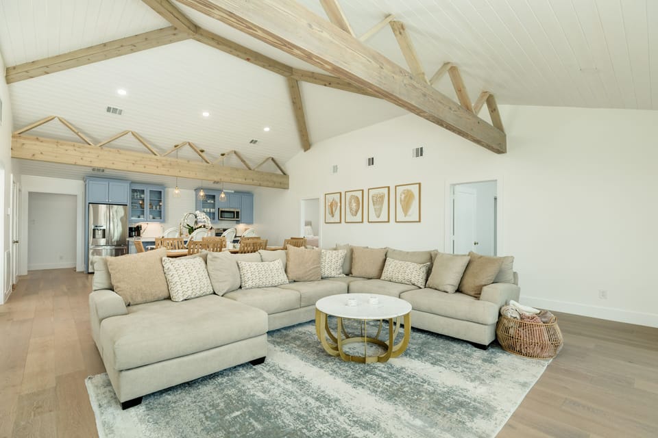 Large, comfortable sectional in the living area