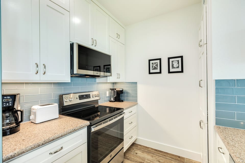 Stainless steel appliances in the kitchen