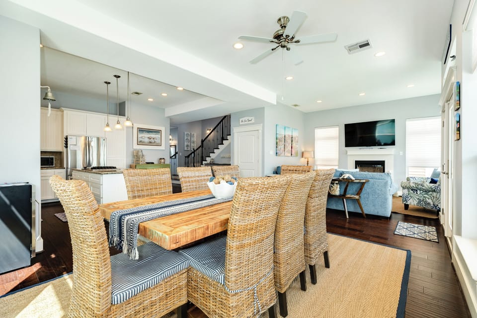 Enjoy meals or have family game nights at the large dining table